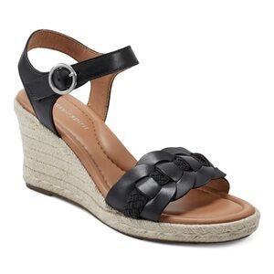 Easy Spirit Black Wedge Espadrilles with Ankle Strap